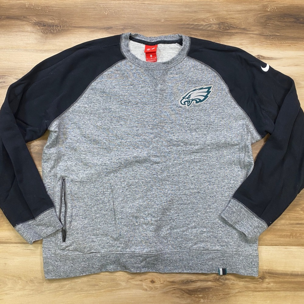 Nike NFL Philadelphia Eagles Sweatshirt XL Crewneck Raglan Cotton Gray Black